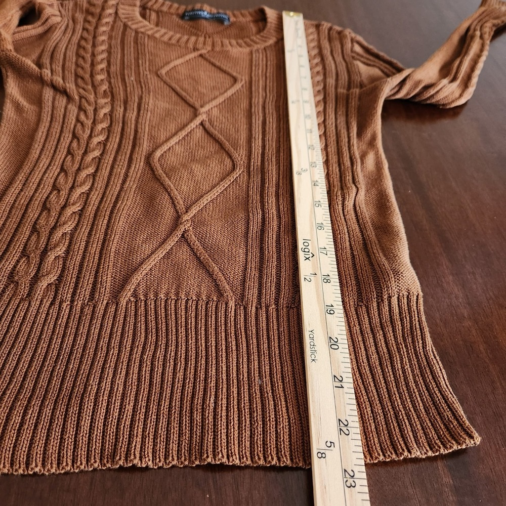 Peruvian Connection Sweater XS Amber Sienna Cable Knit Pima Cotton Pullover - Picture 13 of 13